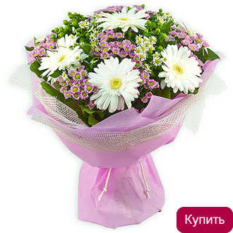 Хризантемы и герберы в букете